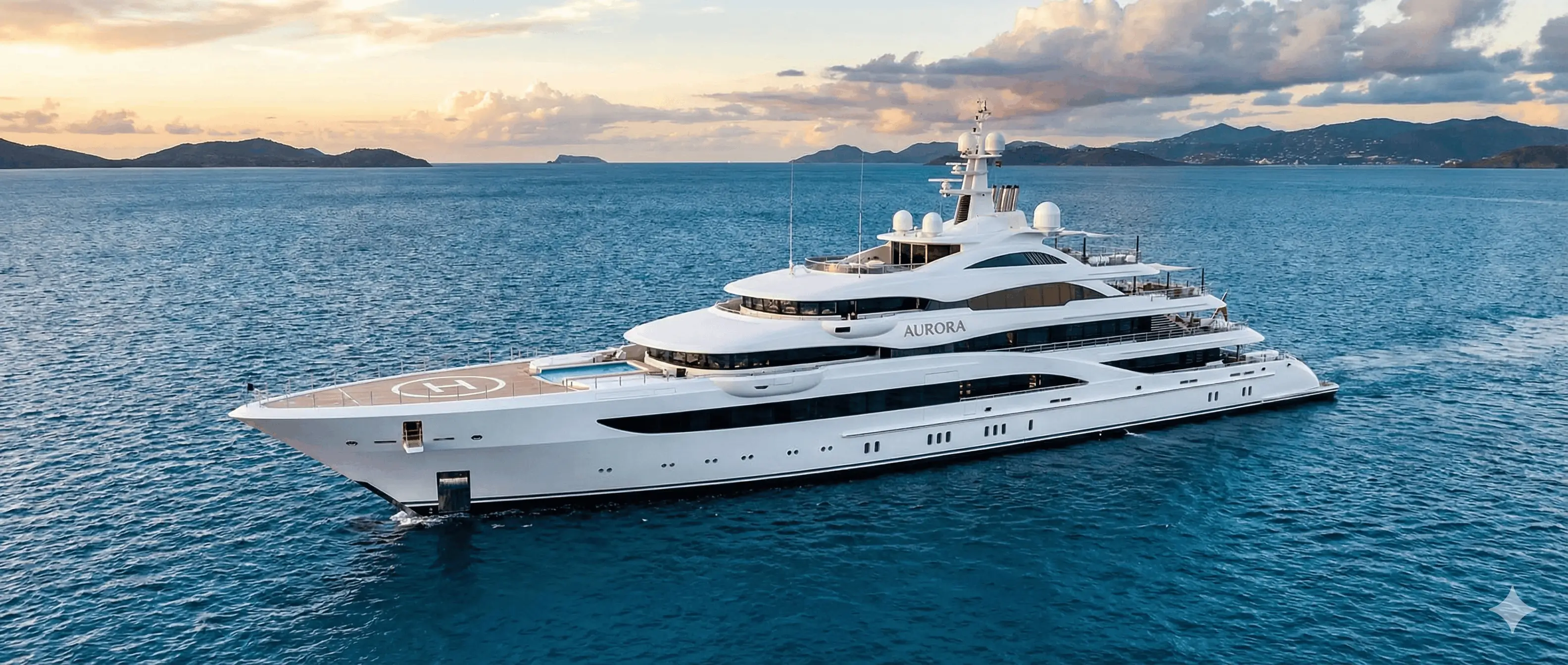 Luxury yacht sailing on blue ocean